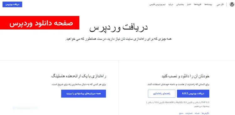 صفحه دانلود وردپرس